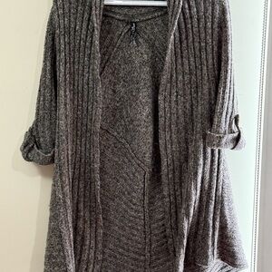 Brown Chunky Knit Open-Front Cardigan Sweater